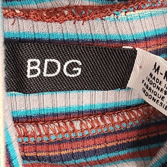 NWT BDG Grey Blue Turtleneck Striped 90s Y2K Ribbed Knit Long Sleeve Mini Dress - Picture 5 of 7